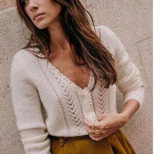 Sezane Maryam Cardigan- Ecru (Kid Mohair)